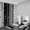 AZHM Black and White Dotted Pearl Shower Curtain Sets,4pcs Bathroom