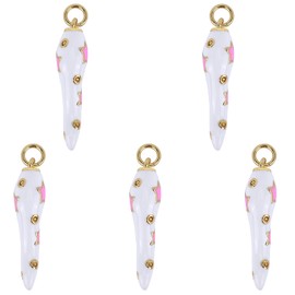 COGCHARGER Pack of 5 Chilli Pendant Vegetable Charms Enamel Pendant Chili Charm Used for Making Necklaces Key Pendants and Other Jewellery Accessories, Brass enamel, No Gemstone