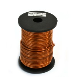 Eisco Labs Copper Wire, Bare, 50ft Reel, 14 SWG (12 AWG) - 0.08" (2.0 mm) Dia.