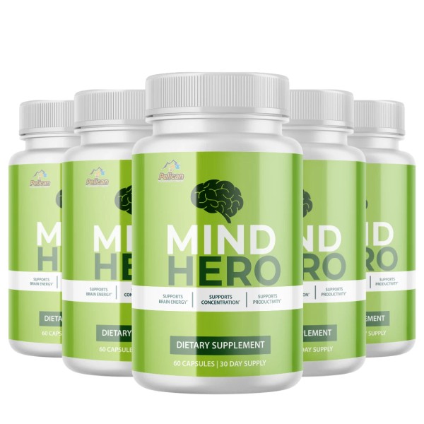 Pelican Vitamins MIND HERO- Brain Support- 5 Bottles- 300 Capsules