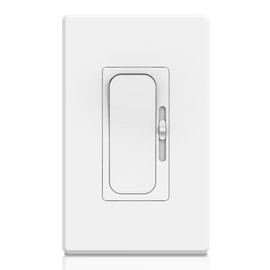 LumeGen Paddle Slide dimmer Light Switch - White - Works with 0-10V Dimmable Power Supplies, Single Pole & 3-Way Applications - 120-277V, 600VA - LED Drivers & Electronic Ballasts - Smooth Dimming