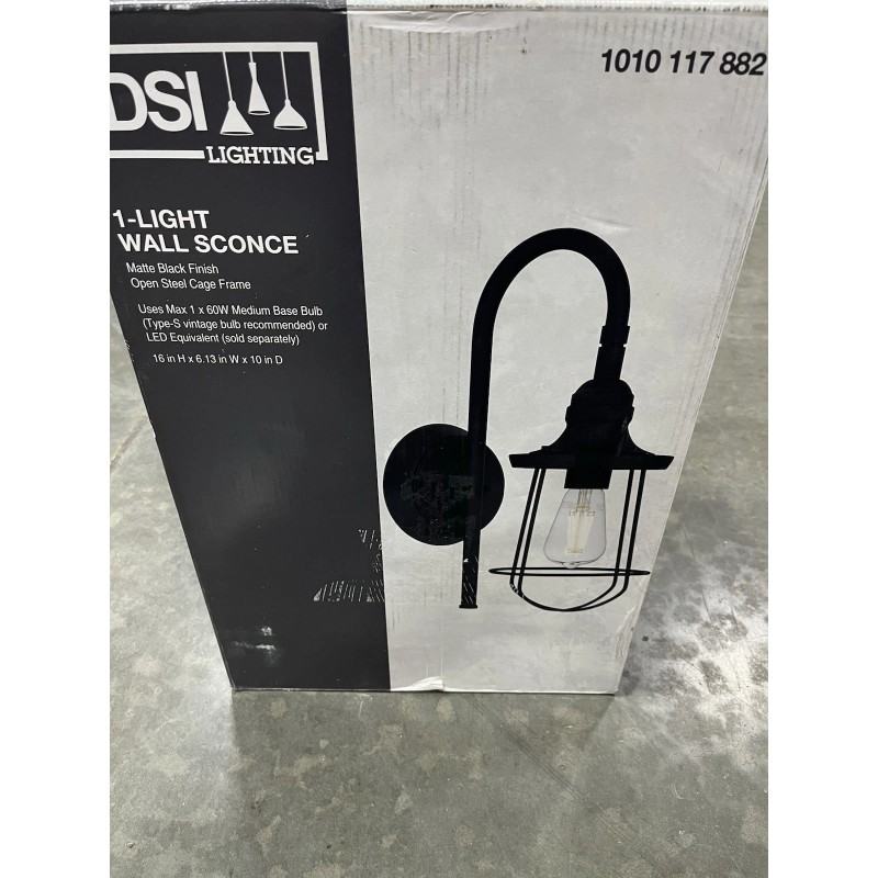DSI DS19522Z 1-Light Matte Black Wall Sconce Light with Metal