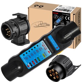 CXTM Trailer Tester 7-Pin Trailer Socket Plug Tester 7-Pin Lighting Diagnostic Device Trailer Diagnostic Tool 12 V with 13 Pin to 7 Pin Adapter
