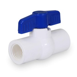 Midline Valve PVC Ball Valve Blue T-Handle for Potable Water 3/4 in. FIP White Plastic (487U34)