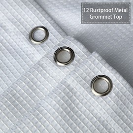 Extra Long Shower Curtain with 96 Inch Height, Waffle Weave Polyester Fabric Shower Curtains for Bathroom Washable, White, 72x96 Inch