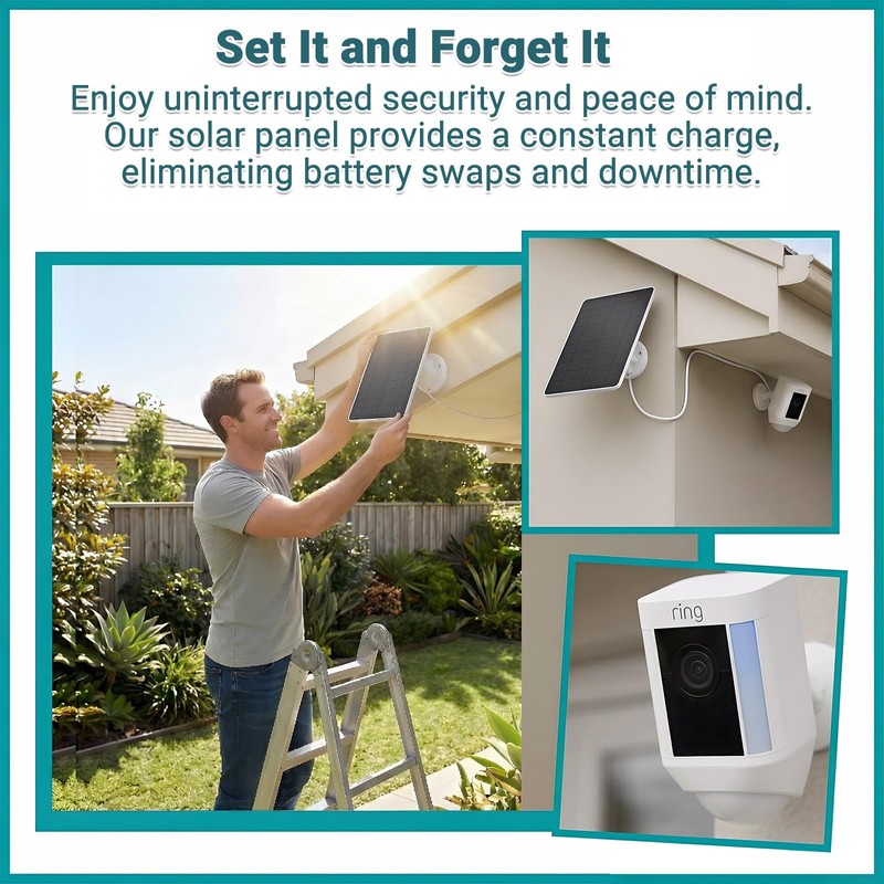 1-Pack 6W Solar Panel for Ring Camera Outdoor Wireless, Fast