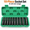 10Pcs Deep Groove Socket Set – Multi-Size Pneumatic Ratchet Sockets