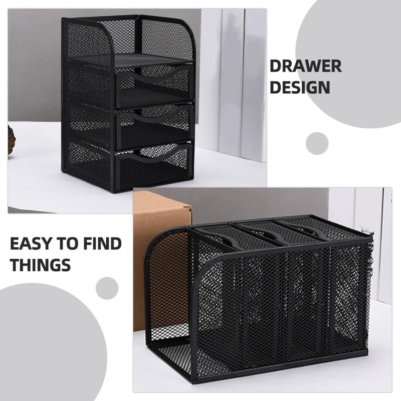 Operitacx Desk Organizer Drawer Storage Holder Mesh File Organizer for