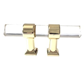 LynnsHardware 1 Inch C-C (1” Centers ) Lucite Handles Acrylic Cabinet Handle Polished Gold Knob Drawer Pull Kitchen Hardware Clear 25 mm Centers, C-C: 1 in (25 mm)