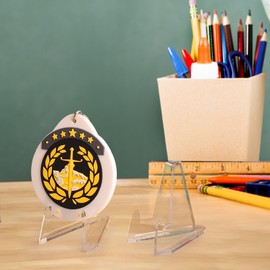 Pack of 25 Acrylic Card Stands, Plastic Stands, Card Holder Table, Coin Holder, Transparent Mini Easels, for Displaying Cards, Medals, Pictures, Pocket Watches - 56 x 54 x 35 mm