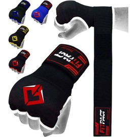 FITPACT Boxing Inner Gloves Inner Mitts Knuckle Guards Muay Thai Padded Under Gloves Hand Wraps Fist Protector Kickboxing with Long Wrist Wraps (White, S)