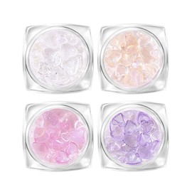 Nail Parts, Nail Stone, Nail Set, Nail Tool, Decorative Parts, Heart Shaped, Glitter, Clear, Multicolor, Plump DIY, 3D Dimensional, Approximately 60 Pieces, 0.24, 0.2, 0.3, 0.3 inches (4 mm), 0.3