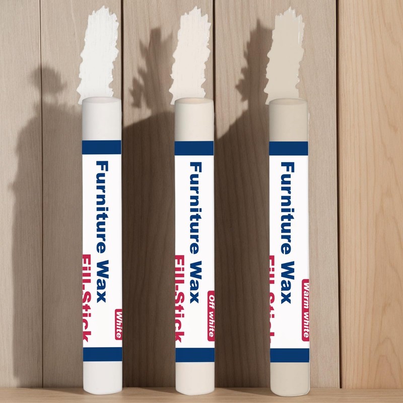 Kenbry Wood Filler Sticks 3 Colors White Wax Putty Stick,