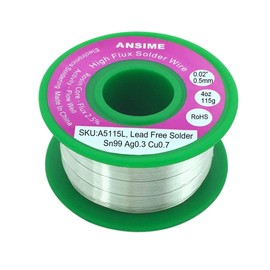 Thin Solder Wire Unlead, 4oz Tiny 0.5mm 115g, Fine Solder Gauge 0.02 No Lead Electronic Rosin Flux Core Alloy Soldering Wire Sn99 Cu0.7 Ag0.3, Electronics Soldering Electric