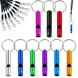 Whistles 9 Pack (9 Colors) Aluminum Whistles Ultra Lightweight Disaster Prevention Rescue Outdoor Activities Emergency Whistle Gym Camping Hiking Referee Props Kids Teachers School Camping Competition Equipment Basketball Hockey Soccer Referee Emergency 