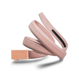 Mission Belt Women's Ratchet Belt - 30mm Rose Gold Buckle/Rose Pink Leather Strap, Large (Up to 36")