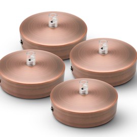 DOJA Barcelona Ceiling Lights Canopy Bronze Pack of 4 Lamp Canopy 100 x 25 mm Ceiling Rose Metal Ceiling Canopy Ceiling Lights Accessories, Bedroom Decoration, Cable Cover