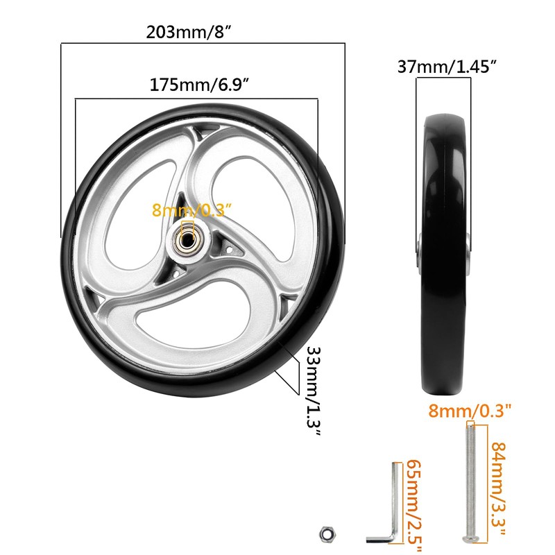 Yuqim 2 Pcs 8" Replacement Wheels for Rollator Walker and