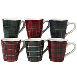 Certified International Christmas Plaid 16 oz. Mug, Set of 6 Assorted Designs