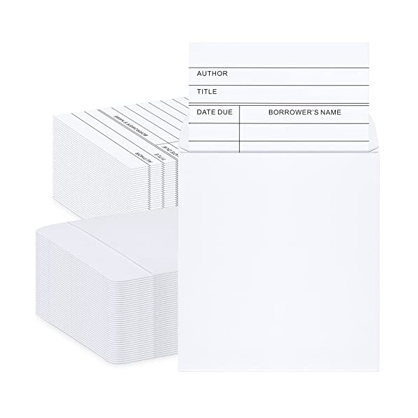 100 Pieces Library Book Pocket with Library Envelopes Self Adhesive