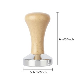 Coffee Tamper, Stainless Steel Espresso Coffee Bean Press Base Espresso Tamper 51mm Tool (Wood)