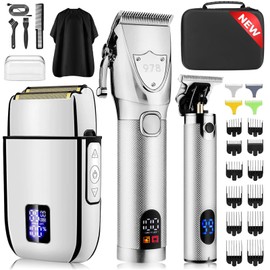 Suttik Professional Hair Clippers Set for Men, Electric Foil Shavers for Men, Barber Kit Clipper and Trimmer Set with Travel Case