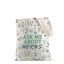 JXGZSO Medicinal Plants Tote Bag Ask Me About Herbs Tote Bag Green Witch Naturalist Healers Gift Herbalist Gift (About Herbs Tote CA)