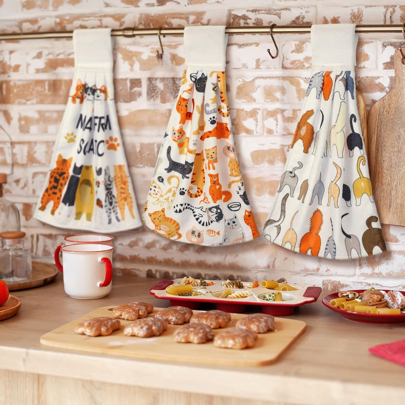 Sratte 4 Pcs Hanging Hand Towels Theme Gift Hanging Kitchen