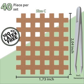 ALPIDEX Cross Tape 40 Pieces Beige Grid Patches Sizes C Tweezers