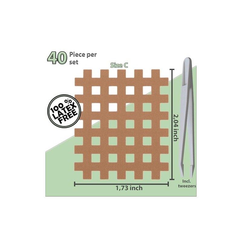 ALPIDEX Cross Tape 40 Pieces Beige Grid Patches Sizes C