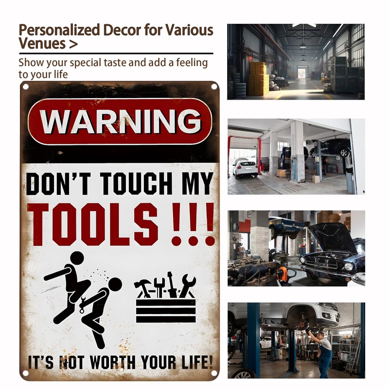 Yiruhe Not Touch My Tools Metal Signs Vintage Style Tool