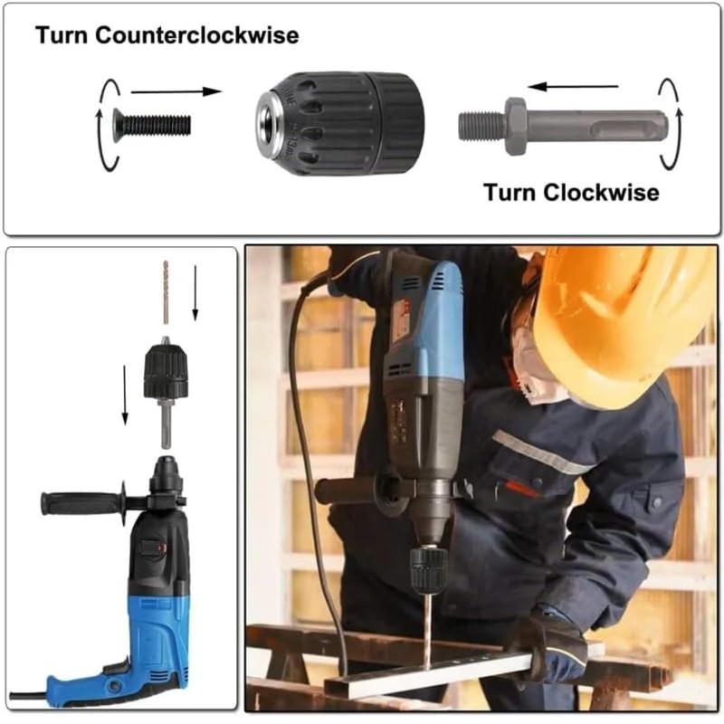 Keylless Drill Chuck, Electric Drill, 3/8 Thread 0.8 mm-10 mm