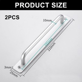 Onezebra 2 Pcs Pull Push Door Handles,Shower Door Handle,Interior Door Handles,192mm Stainless Steel Sliding Handles for Kitchen Bathroom Cupboard Cabinet Garage Barn Shed Gate with Metal Plates