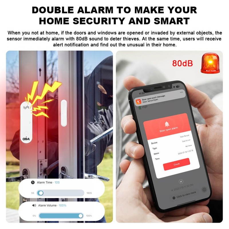 OBA -DRW22 Tuya Smart: Complete WiFi Alarm, Door/Window Sensors, Siren,