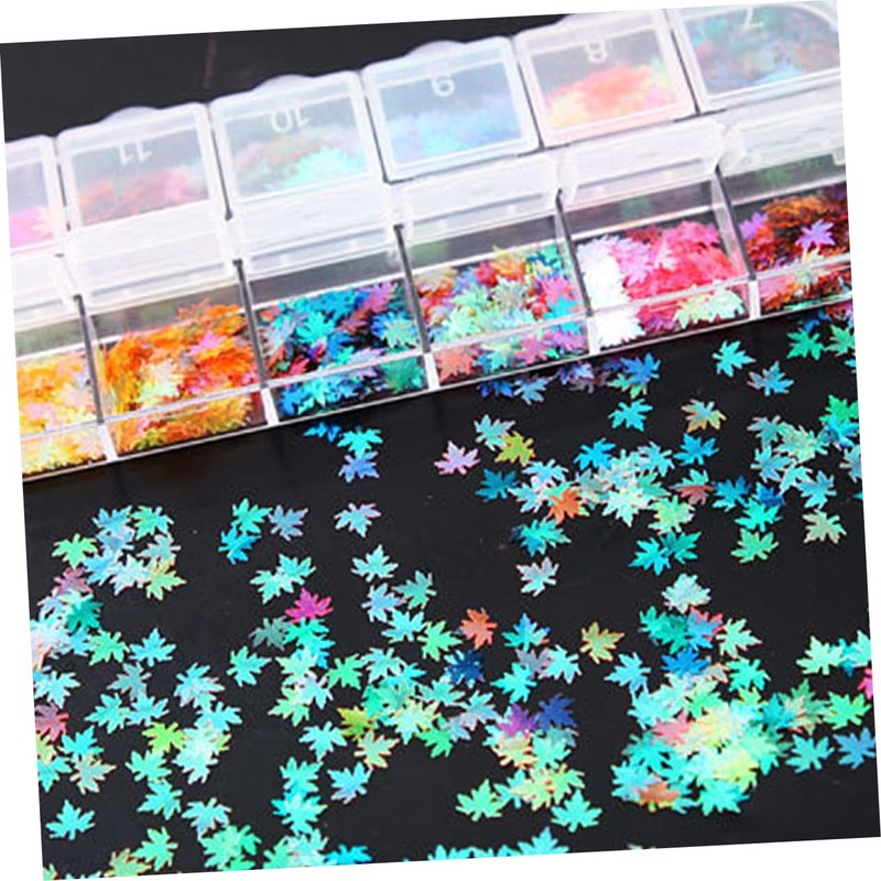 FOMIYES Nail Art Glitter Sequin Stickers Maple Leaf Design 2