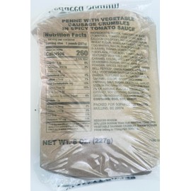MRE Meals Ready to Eat Inspection 2025 or Better, Emergency Food Supply, Survival Camping Outdoor (1 SURE-PACK MRE Meal Bag, Penne with Vegetable Sausage Crumbles in Spicy Tomato Sauce)