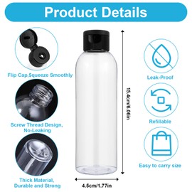 Ptwola Travel Bottles 200 ml Empty Dispenser Plastic Bottle Refillable Lotion Container with Flip Cap Travel Size Container for Shampoo, Conditioner, Lotion, Creams (2)