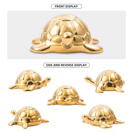 Golden Turtle Statue, Ceramic Turtle Ornament for Home Decor - Gold Tabletop Decoration, Collectible Decor for Elderly, Turtle Sculpture for Bookshelf, Desk, Nightstand