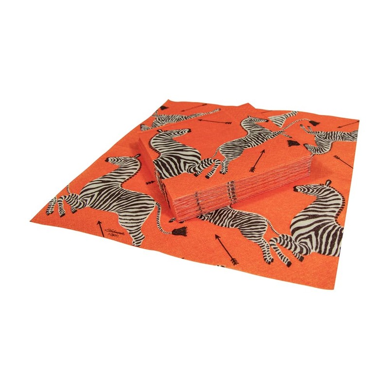 Caspari Zebras Orange Cocktail Napkins - 20 Per Package, 2