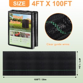 Weed Barrier Landscape Fabric, 4X100FT Heavy Duty Woven Weed Barrier Fabric, Premium Ground Cover Weed Blocker for Landscaping, Garden, Raised Beds, Lawn, Gravel Path, Driveway(3.2oz/sq.yd)