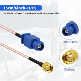 Yuslao SMA Male to Fakra C Male Blue Car GPS Antenna Adapter Pigtail Cable 15cm 6inch for GPS Navigation Receiver System GPS Tracker Modem Vehicle Car Stereo Head Unit