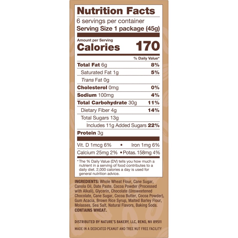 Nature’s Bakery Double Chocolate Brownie Bars, Whole Grains, Dates, and