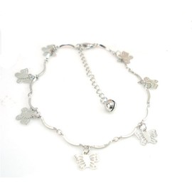 Boowhol Unisex Anklet Ankle Bracelet Adjustable 925 Sterling Silver Bijou Chains with Butterfly Pendant, Sterling Silver