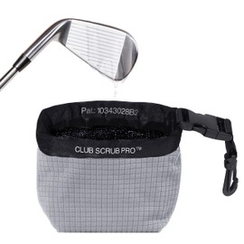 Club Scrub Golf Club and Golf Ball Cleaning Bag, Waterproof Clean Face Technology Liner, Perfectly Dry Microfiber Exterior, Detachable Clip, Machine Washable, Cleans Club Grooves, Gray Pro