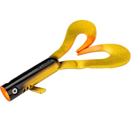 LMAB Drunk Dancer 15, 18 & 23 cm - Double Twister Fishing Lure - Rubber Bait for Pike & Zander - Pike Bait Zander Bait - Artificial Bait Twinler Pike (18 cm, Gold Orange)