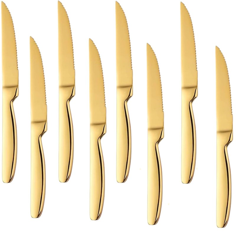 Keiwhsly Serrated Steak Knives Set of 8, Stainless Steel 8.7
