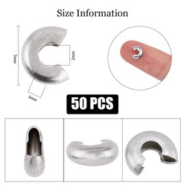 SUPERFINDINGS About 50Pcs Stainless Steel Bead Physical Stop 7x3mm Shutter Bead Chain Stopper Ball Chain Cord Connector Clips Blind Control Ball, Hole: 2mm