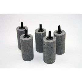 Osaga 5 x Air Stone 2.5 x 5 cm for Aquarium and Pond - Cylinder Air Stone Oxygen Stone Aerator Made of Plastic, Sintered