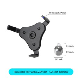 Miytsya 1 PC 2 Inch to 4.2 Inch Oil Filter Wrench, Universal Two-way Adjustable Flat Foot Three-jaw Oil Filter Wrench, for Motorcycles Cars Trucks 3 Jaw 2 Way Oil Filter Removal Tool (Black & White)