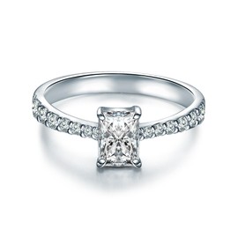 Trilani Women's Engagement Ring 925 Sterling Silver with Cubic Zirconia in Brilliant Cut Solitaire Ring Square Proposal Ring Wedding Ring, 58, Sterling Silver, No Gemstone